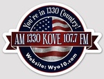 AM 1330 - 107.7 FM - KOVE Logo